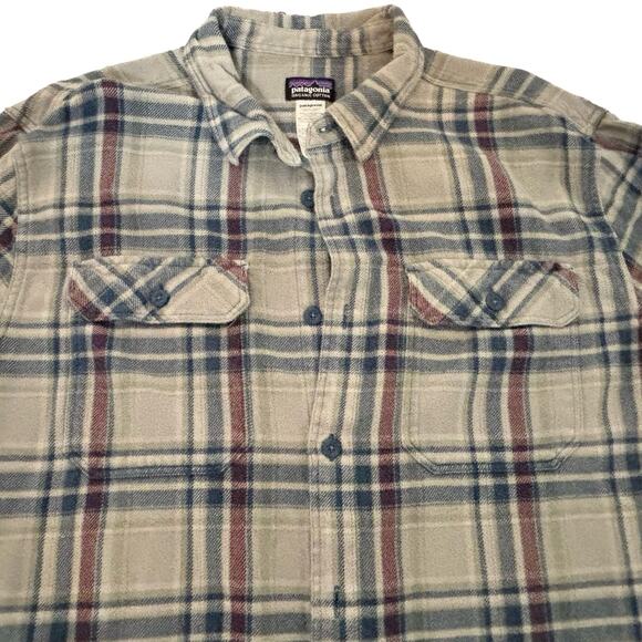 Patagonia Men's Fjord Organic Cotton Plaid Long Sleeve Flannel Shirt Size Large - Picture 5 of 9